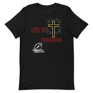 Mens'-Live Up-Touchdown Tee (Black/Red Letters)