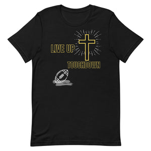 Mens'-Live Up-Touchdown Tee (Black/Yellow Letters)