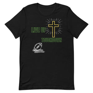 Mens'-Live Up-Touchdown Tee (Black/Green Letters)