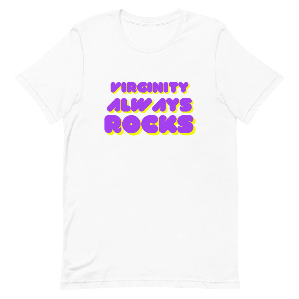 Virginity Always Rocks Tee (Purple/Yellow)