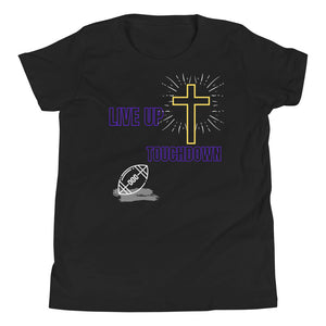 Boys'-Live Up-Touchdown Tee (Black/Purple Letters)