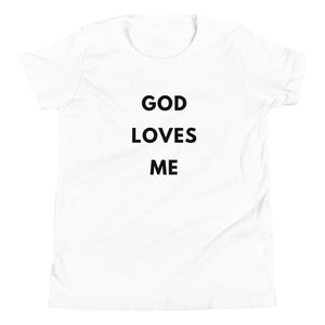 Youth-GOD Loves Me Tee (Black Letters)