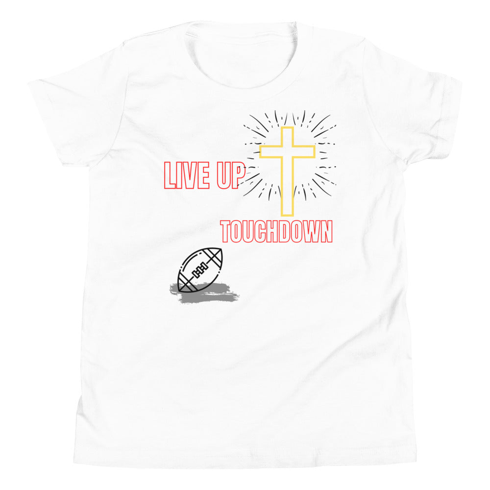 Boys'-Live Up-Touchdown Tee (White/Red Letters)