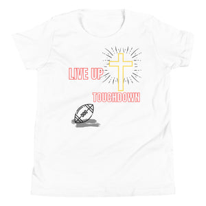 Boys'-Live Up-Touchdown Tee (White/Red Letters)