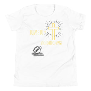 Boys'-Live Up-Touchdown Tee (White/Yellow Letters)